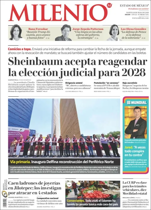 Portada de Milenio Edo de Mexico del martes, 19 de mayo de 2026