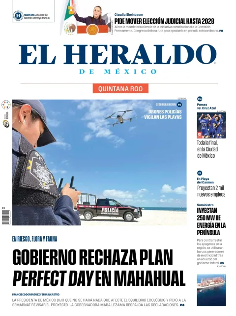 Portada de El Heraldo de Mexico - Quintana Roo