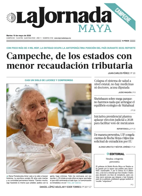 Portada de La Jornada Maya Campeche del martes, 19 de mayo de 2026
