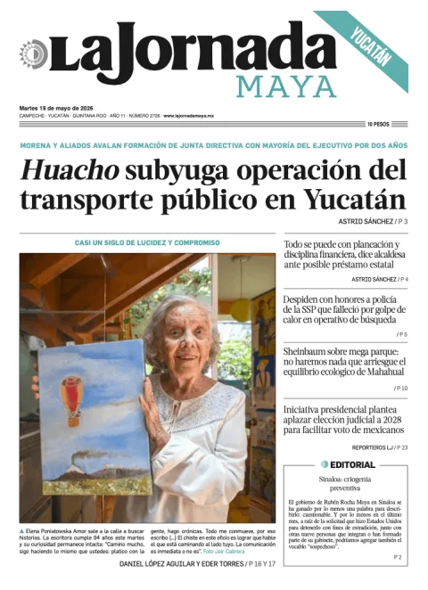 Portada de La Jornada Maya Yucatán del martes, 19 de mayo de 2026