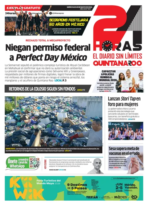 Portada de 24 Horas Quintana Roo