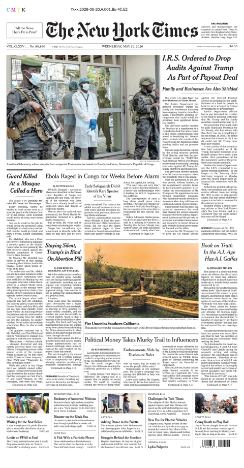 Portada de The New York Times (national) del miércoles, 20 de mayo de 2026