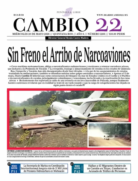 Portada de Diario Cambio 22 (contraportada) del miércoles, 20 de mayo de 2026