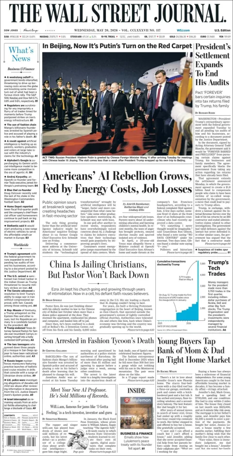 Portada de The Wall Street Journal