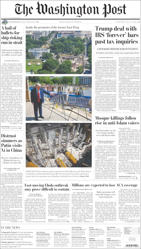Portada de The Washington Post del miércoles, 20 de mayo de 2026