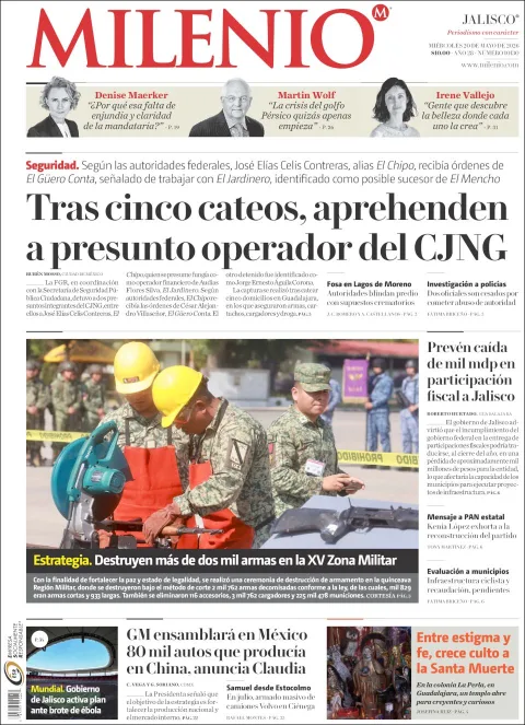 Portada de Milenio Jalisco del miércoles, 20 de mayo de 2026