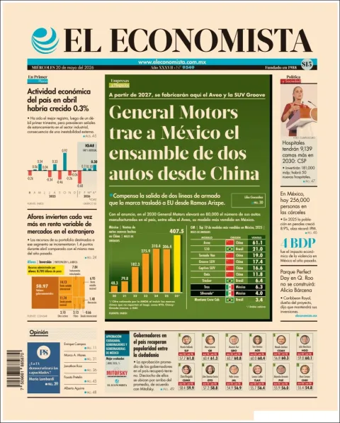 Portada de El Economista del miércoles, 20 de mayo de 2026