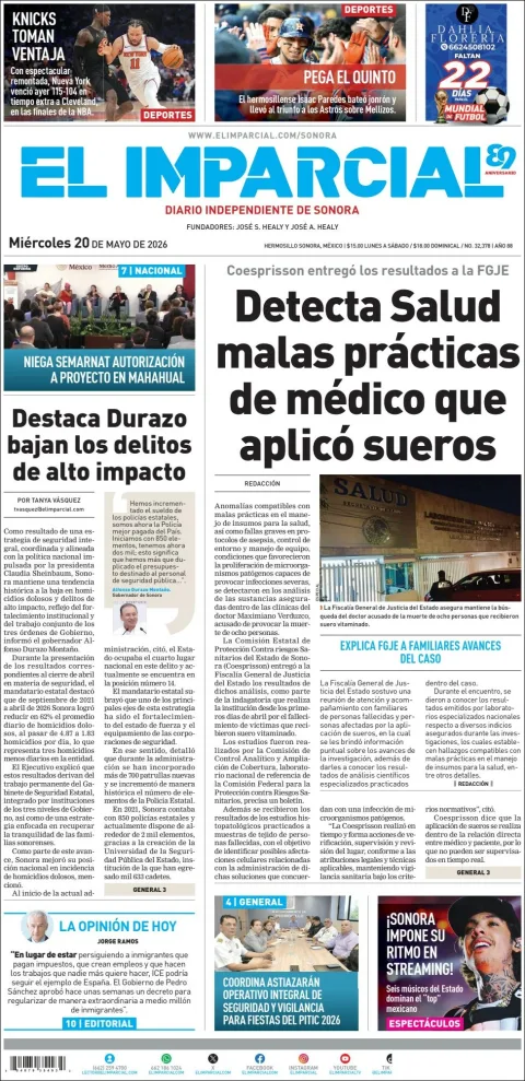 Portada de El Imparcial