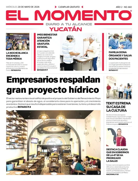 Portada de El Momento Yucatan del miércoles, 20 de mayo de 2026