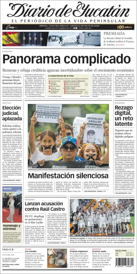 Portada de Diario de Yucatán del jueves, 21 de mayo de 2026