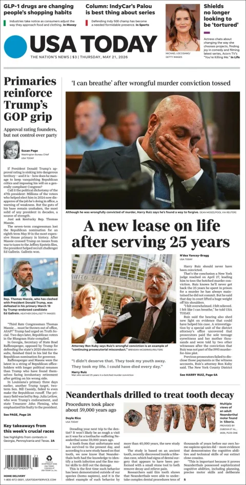Portada de Usa Today