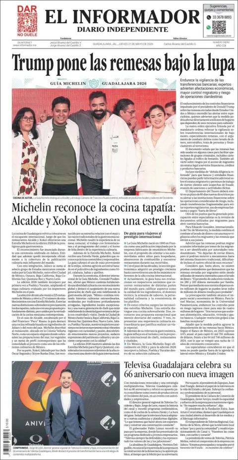 Portada de El Informador del jueves, 21 de mayo de 2026