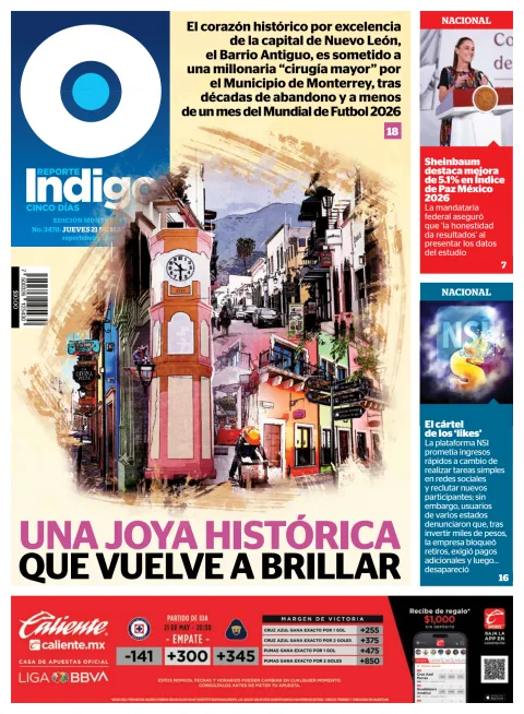 Portada de Reporte Indigo Monterrey del jueves, 21 de mayo de 2026
