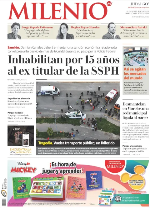 Portada de Milenio Hidalgo del jueves, 21 de mayo de 2026