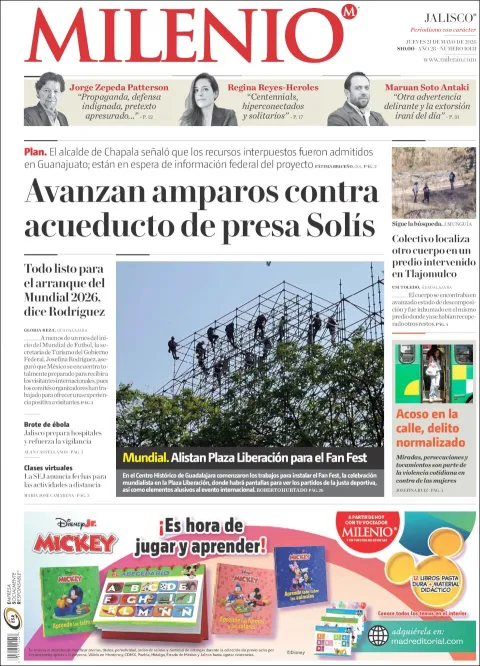 Portada de Milenio Jalisco del jueves, 21 de mayo de 2026
