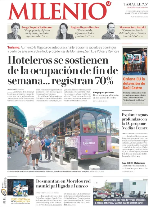 Portada de Milenio Tamaulipas del jueves, 21 de mayo de 2026