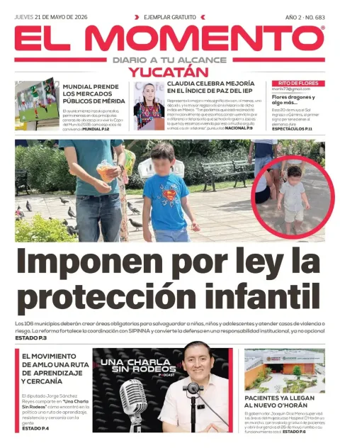 Portada de El Momento Yucatan del jueves, 21 de mayo de 2026
