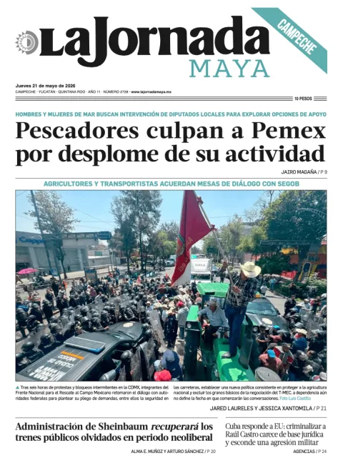 Portada de La Jornada Maya Campeche del jueves, 21 de mayo de 2026
