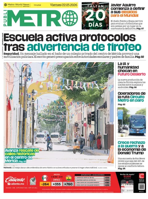 Portada de Publimetro Merida del viernes, 22 de mayo de 2026