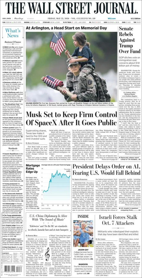 Portada de The Wall Street Journal