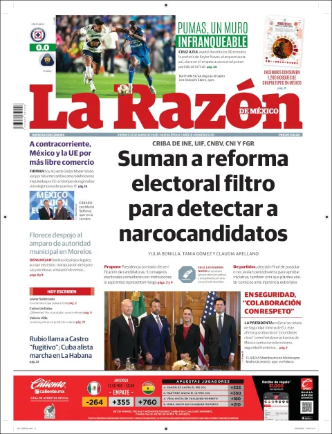 Portada de La Razon del viernes, 22 de mayo de 2026
