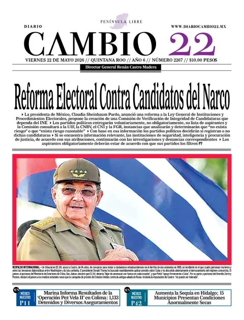 Portada de Diario Cambio 22 (contraportada) del viernes, 22 de mayo de 2026