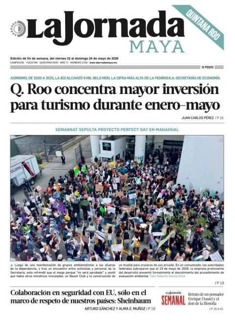 Portada de La Jornada Maya Quintana Roo del viernes, 22 de mayo de 2026