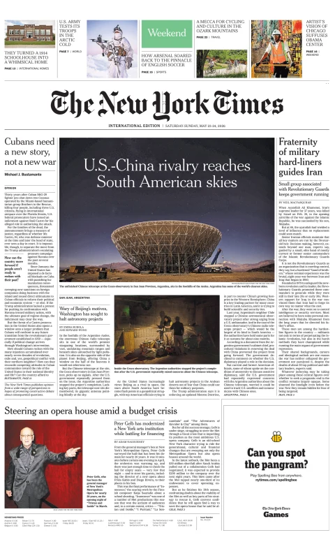 Portada de The New York Times (international)