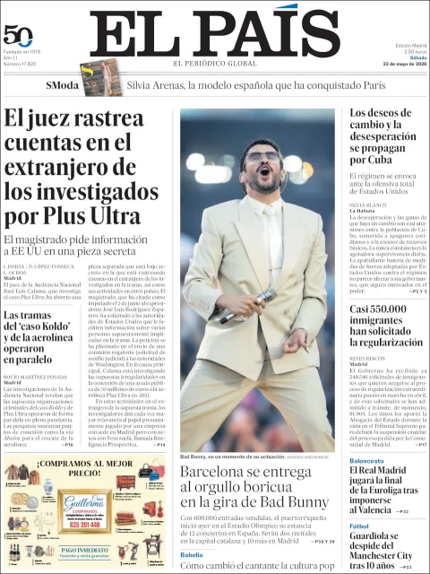 Portada de El Pais del sábado, 23 de mayo de 2026
