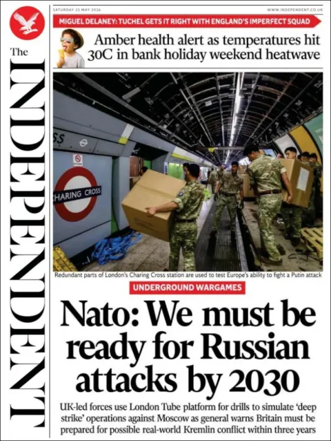 Portada de The Independent del sábado, 23 de mayo de 2026