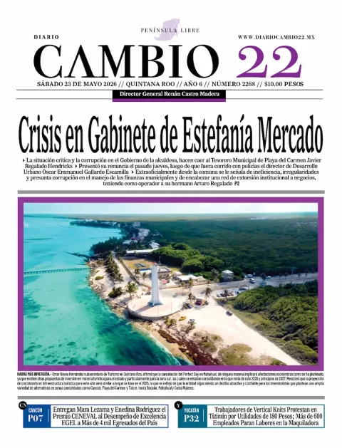 Portada de Diario Cambio 22 (portada) del sábado, 23 de mayo de 2026