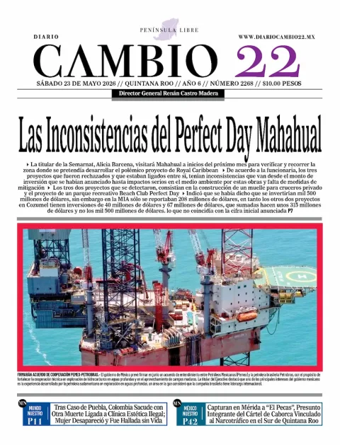 Portada de Diario Cambio 22 (contraportada) del sábado, 23 de mayo de 2026