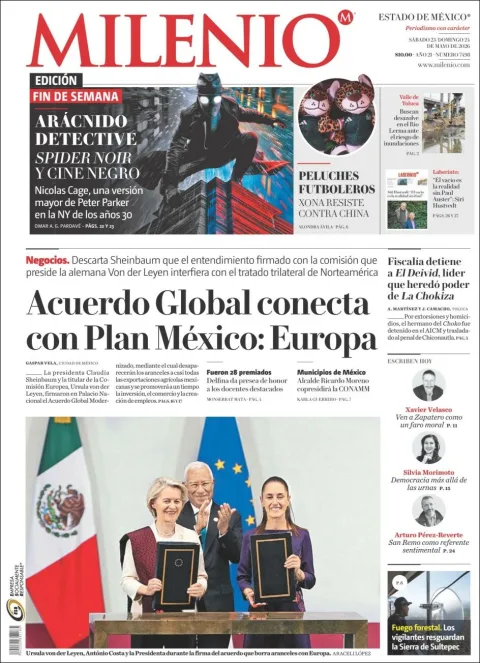 Portada de Milenio Edo de Mexico del sábado, 23 de mayo de 2026