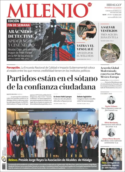 Portada de Milenio Hidalgo del sábado, 23 de mayo de 2026
