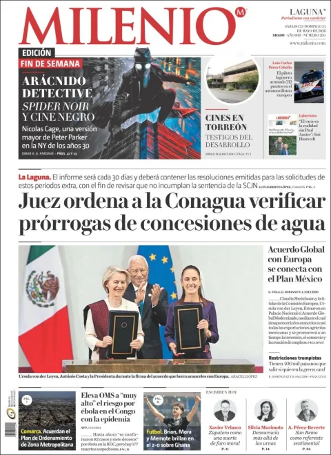 Portada de Milenio Laguna del sábado, 23 de mayo de 2026