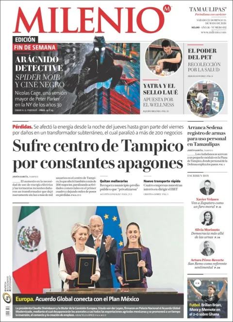 Portada de Milenio Tamaulipas del sábado, 23 de mayo de 2026