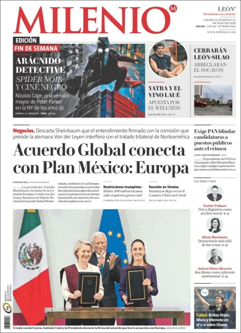 Portada de Milenio Leon del sábado, 23 de mayo de 2026