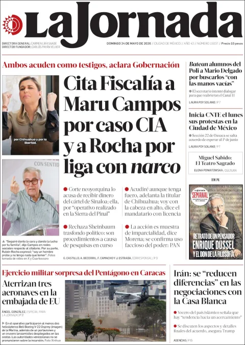 Portada de La Jornada