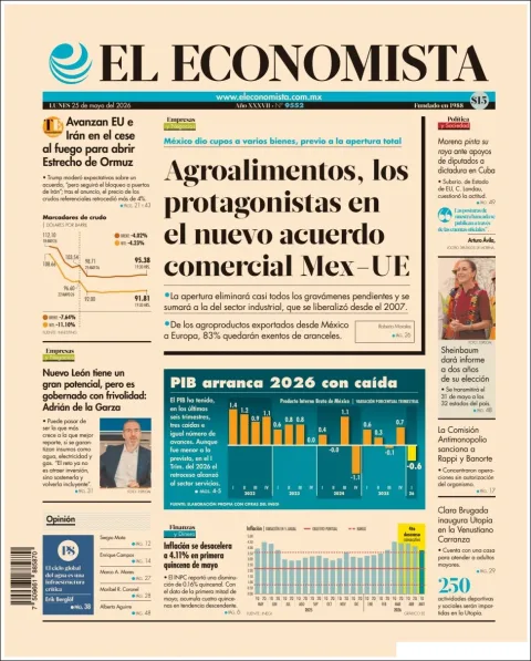 Portada de El Economista del lunes, 25 de mayo de 2026