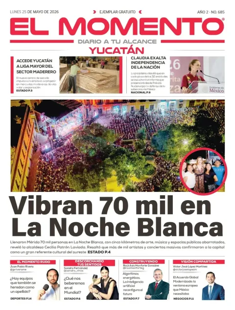 Portada de El Momento Yucatan del lunes, 25 de mayo de 2026