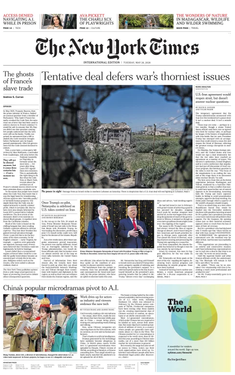 Portada de The New York Times (international) del martes, 26 de mayo de 2026