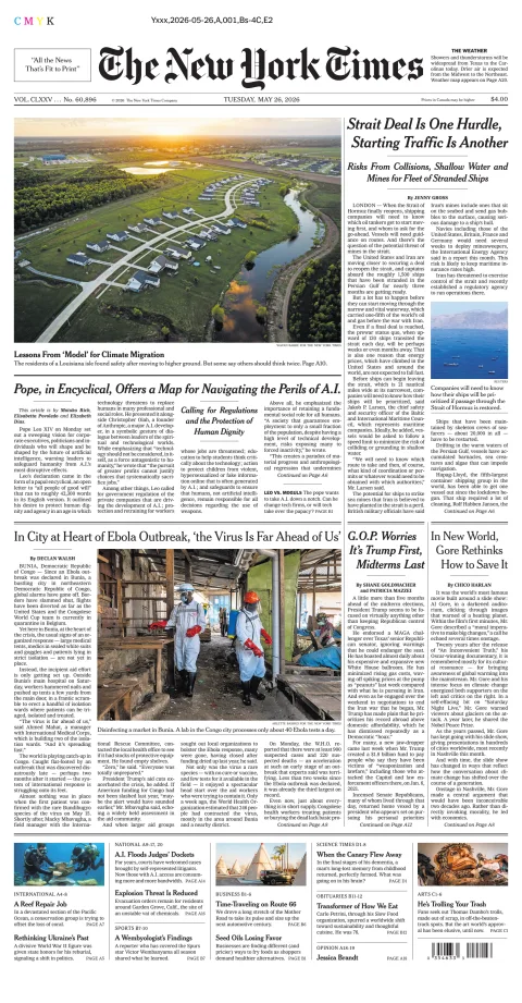 Portada de The New York Times (national) del martes, 26 de mayo de 2026