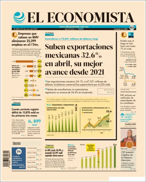 Portada de El Economista del martes, 26 de mayo de 2026