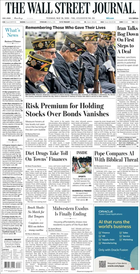 Portada de The Wall Street Journal