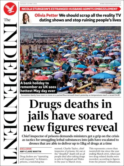Portada de The Independent del martes, 26 de mayo de 2026