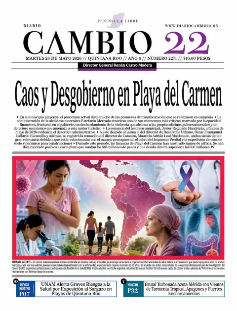 Portada de Diario Cambio 22 (portada) del martes, 26 de mayo de 2026