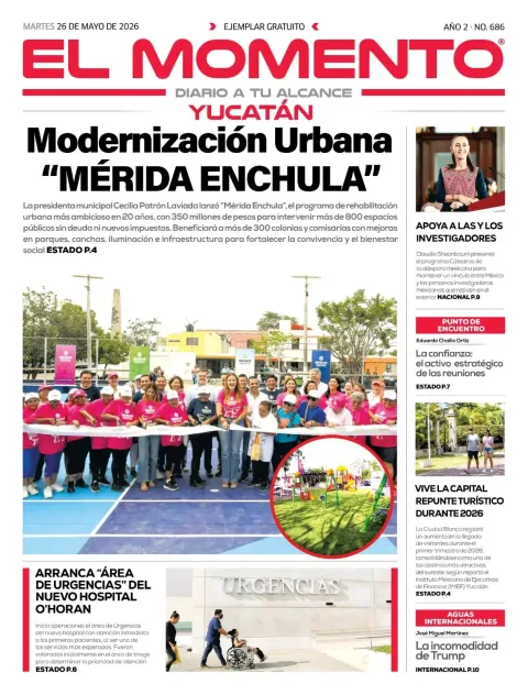 Portada de El Momento Yucatan del martes, 26 de mayo de 2026