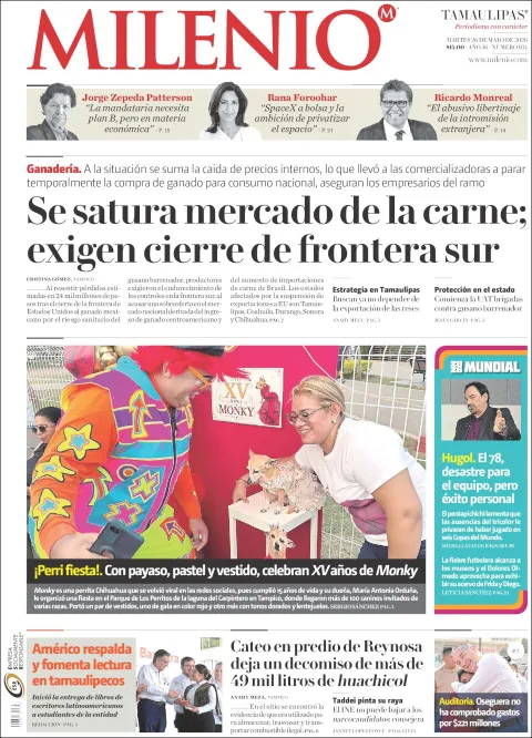 Portada de Milenio Tamaulipas del martes, 26 de mayo de 2026