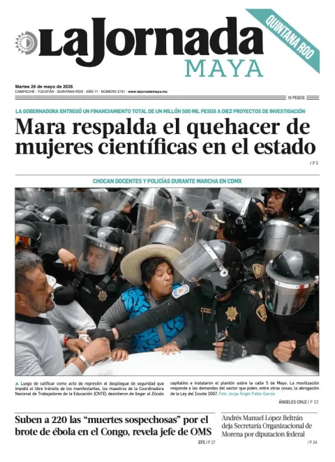 Portada de La Jornada Maya Quintana Roo del martes, 26 de mayo de 2026