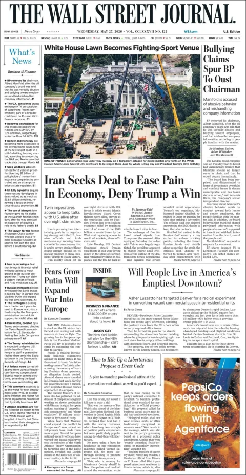 Portada de The Wall Street Journal